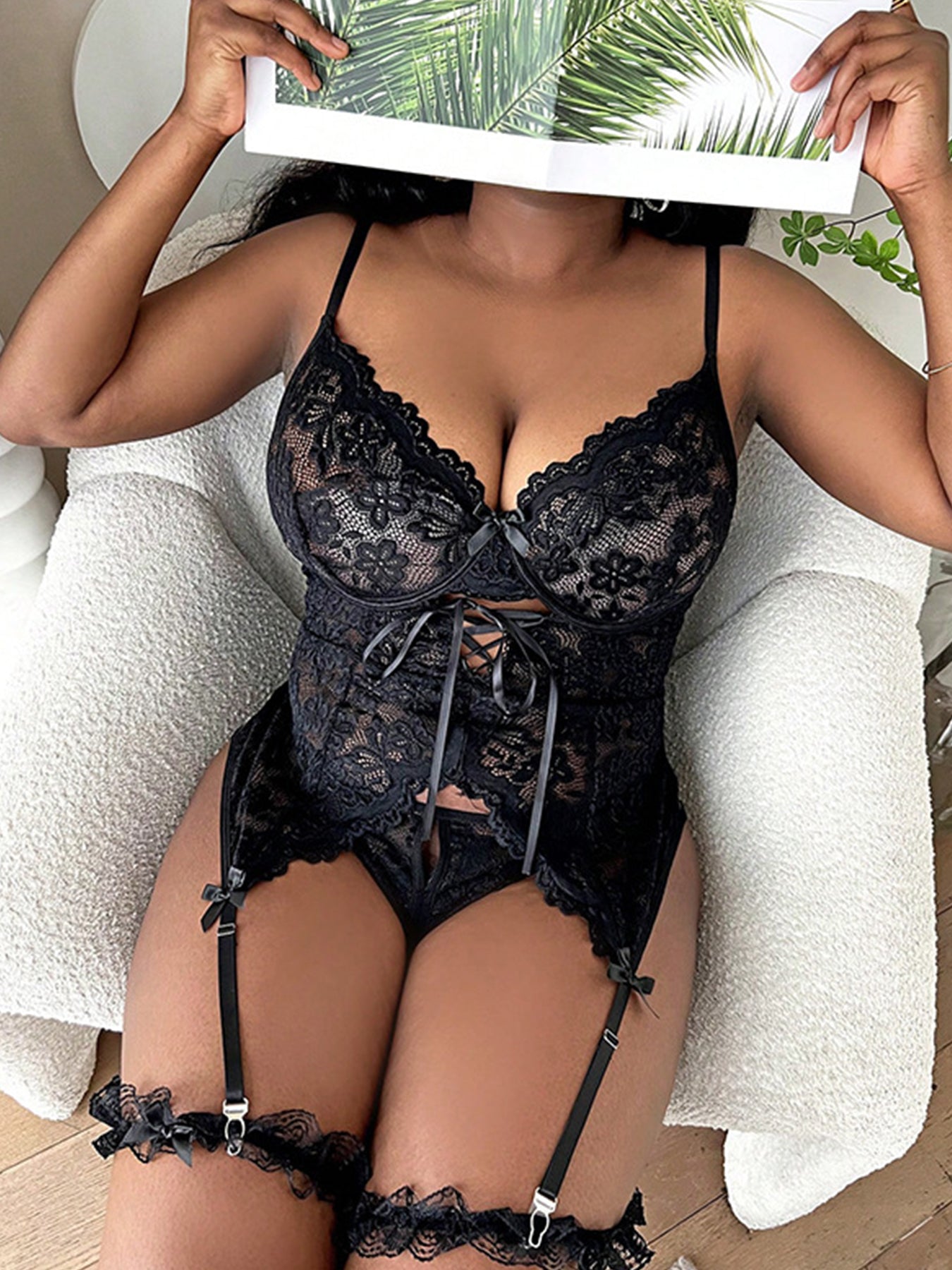 Sexy temptation plus size sexy lingerie set, lace embroidery, fat woman, passionate uniform for women OVOZVZ